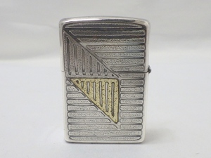 B23-2842 ZIPPO ジッポー BRADFORD PA レギュラー オイルライター ヴィンテージ 三角形 幾何学模様 煙草 USA アメリカ 現状品 火花確認済