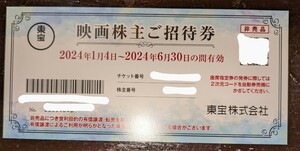 東宝　株主優待券1枚　有効期限：2024年1月4日～6月30日まで