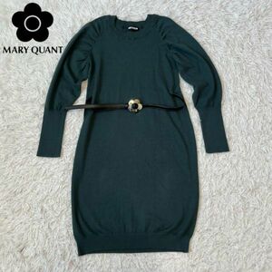 MARY マリークワント 花柄　ベルト付き　ニット　ワンピース　グリーン　38