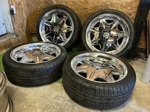 深リム メッキ WORK LS207 19インチ 8J +38 PCD114.3 5H 245/40R19 NEOLIN NeoSport 2020年製 バリ山 夏タイヤ タイヤホイール 4本セット H