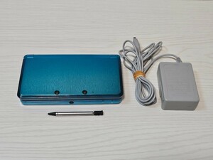 ☆動作確認済み☆ニンテンドー3DS アクアブルー 本体 タッチペン 純正充電器 ケーブル ニンテンドー 3DS