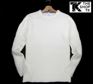 ◆F102 新品 タケオキクチ THE SHOP TK バスケット編み クルーネック ニット 【XL】 白 　 洗濯可能
