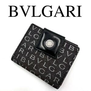 BVLGARI ブルガリ 折り財布 ロゴマニア Wホック レザー キャンバス