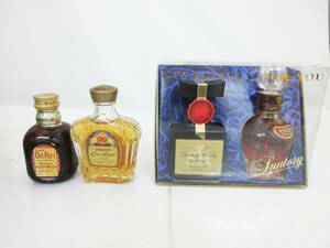 F8294【お酒 ミニボトル】4本★サントリー ローヤル ウイスキー 50ml★VSOP ブランデー 50ml★オールドパー 50ml★クラウンローヤル 48ml★