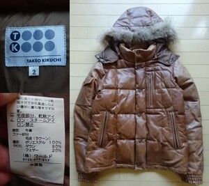 [TAKEO KIKUCHI] cow leather leather down jacket Brown SIZE:2 ( Takeo Kikuchi, original leather,kau leather )