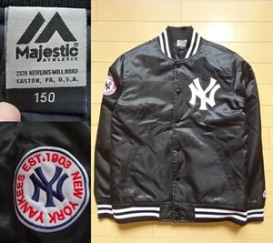 【Majestic】ワッペン付き ニューヨーク ヤンキース ナイロン スタジャン ブラック SIZE:150 (マジェスティック,MLB)