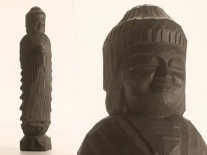 【流】仏教美術 円空洞 木彫 円空仏 仏像 高さ61cm TP324