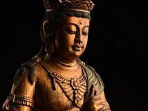 【流】仏教美術 木彫鍍金仏座像 高33cm TO972_画像2