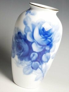 k380 Ookura Touen холм . голубой rose основа ваза цветок входить орнамент кувшин "hu" 
