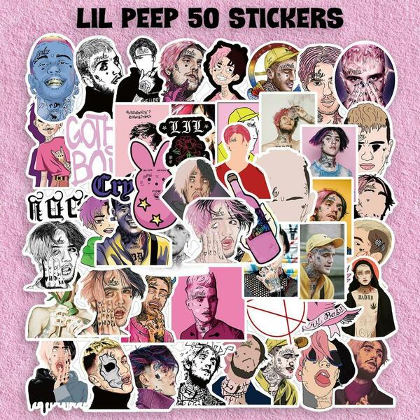 Lil Peep ステッカー 50枚セット Ver.2 PVC 防水 リルピープ ラッパー ラップ HIP HOP エモラップ グランジ オルタナティブ ロック