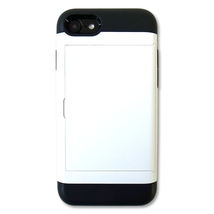 カード収納 iPhoneケース ホワイト iPhoneSE 第2世代 第3世代 iPhone7 iPhone8 対応 液晶フィルム付き_画像1