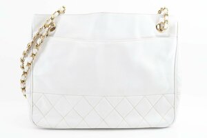 外観 美品 シャネル ラムスキン チェーン トートバッグ ホワイト CHANEL