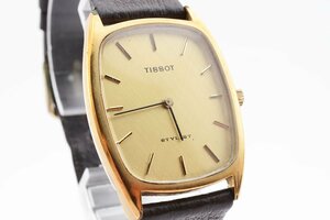 稼働品 ティソ スクエア ラウンド ゴールド 手巻き メンズ 腕時計 TISSOT