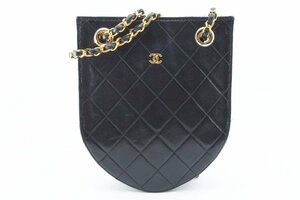 外観 極美品 シャネル ラムスキン マトラッセ チェーン ショルダーバッグ ココマーク ブラック CHANEL