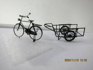 HOナロー　自転車・リヤカー( エコーモデル) 完成品(9ｍｍ・1/80)