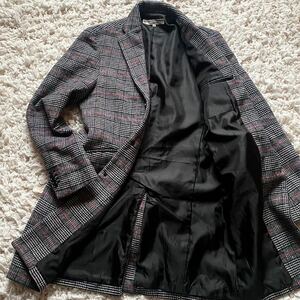 1円スタート 紳士の装い キャサリンハムネットロンドン チェスターコート ロングコート ウール グレー ブラック BLACK グレンチェック
