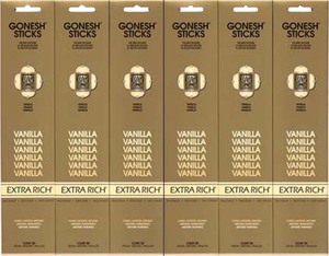 ★送料無料★GONESH ガーネッシュ お香 VANILLA x 6パック（120本組）