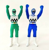 送料200円～☆懐かし!1998年当時物!バンダイ 星獣戦隊ギンガマン「ギンガグリーン ギンガブルー」ミニソフビ 人形 フィギュア 2種セット_画像1