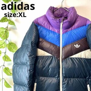 XLサイズ/極暖/adidas アディダス/肉厚ヌプシダウンジャケット/アウター ブルゾン コート/マルチカラー /ダウンフェザー/メンズ