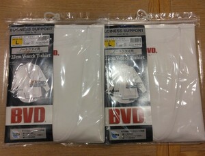 《新品》B.V.D. メンズ 22㎝ Vネック Tシャツ 半袖 ノーネクタイ用 2枚セット Lサイズ 肌着 インナー アンダーシャツ 紳士物 c95/301