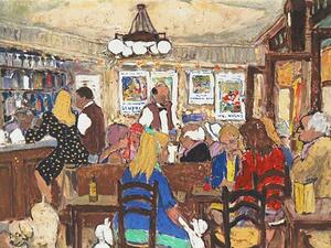 【GINZA絵画館】マルコ・ストパー　リトグラフ版画「カフェ・パリジャン」シート・直筆サイン