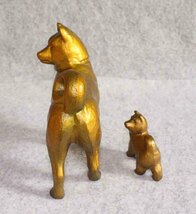 金属工芸●●犬　親子　置物　情愛 15cm●村田宏 鉄製　金色 iron dog　gold color 　干支　戌　イヌ_画像4