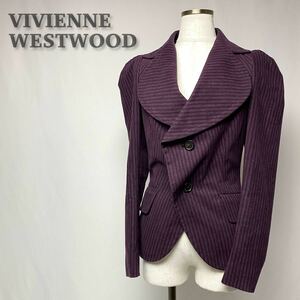 美品 Vivienne Westwood ヴィヴィアンウエストウッド イタリア製 別珍 総柄 ハートジャケット 38 パープル