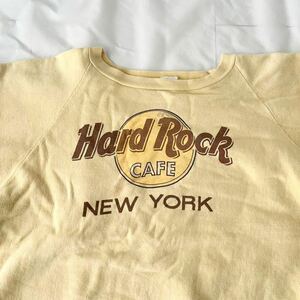 初期 70s Hard Rock Cafe 染み込みプリント スウェット からし ラグラン （ ビンテージ 70年代 ハードロックカフェ 企業 80s 90s sweat 50s