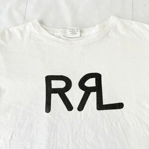 RRL ビッグロゴ Tシャツ 白 黒 M （ ラルフローレン ダブルアールエル シングルステッチ コットン100%ボディ ビンテージ ポロ RALPH LAUREN