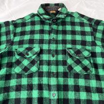 70s Woolrich 緑 黒 バッファローチェック ウールシャツ （ ビンテージ 70年代 ウールリッチ WOOL ジャケット 60s 50s ネルシャツ vintage_画像7