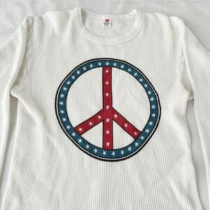 80s HANES ピースマーク 星条旗 サーマルシャツ ロング Tシャツ ロンT （ ビンテージ 80年代 70s ヒッピー PEACE グレイトフルデッド 90s 