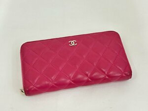 ●【CHANEL シャネル マトラッセ ロングウォレット ココマーク ピンク系 ラウンドファスナー 長財布 おしゃれ レディース】SF-12382