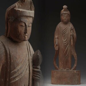 UT184 時代 木彫聖観音菩薩像 高14.8cm 重40g・木造聖観世音菩薩立像・木雕觀音菩薩像 仏像 佛像 仏教美術