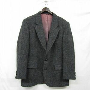 サイズ 42 REG Harris tweed ウール テーラード ジャケット ブレザー グレー系 ハリスツイード 古着 ビンテージ 3N0107