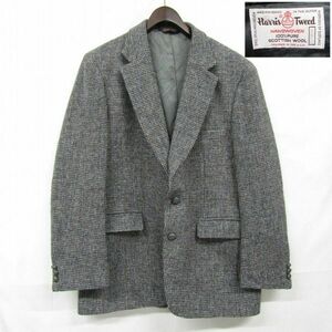 USA製 サイズ 42R vintage Harristweed ウール テーラード ジャケット ブレザー グレー系 ハリスツイード 古着 ビンテージ 3N0108