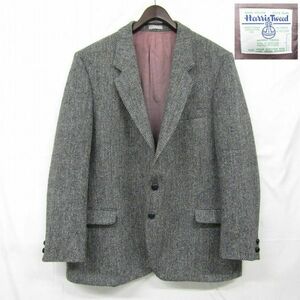 サイズ？vintage Harristweed ウール テーラード ジャケット ブレザー グレー系 ハリスツイード 古着 ビンテージ 3N0208