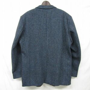 カナダ製 サイズ 48 LONG Harris Tweed ツイード ウール テーラード ジャケット ブレザー ハリスツイード ブルー 古着 ビンテージ 3N0407の画像2