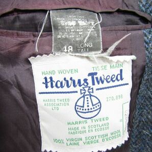 カナダ製 サイズ 48 LONG Harris Tweed ツイード ウール テーラード ジャケット ブレザー ハリスツイード ブルー 古着 ビンテージ 3N0407の画像3