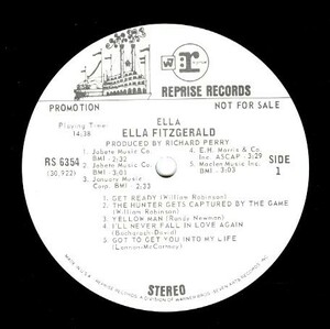 プロモ盤白ラベル！USオリジLP！ステッカー付 Ella Fitzgerald / Ella 69年 【Reprise / RS 6354】エラ・フィッツジェラルド ジャズ
