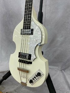 □t906　中古★Hofner　ヘフナー　B-BASS HI-SERIES　白　バイオリンベース　ソフトケース付き