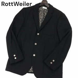 RottWeiler ロットワイラー 秋冬 裏地レオパード柄★ 銀ボタン ブレザー テーラード ジャケット Sz.XL　メンズ 黒 日本製　I3T01707_A#N