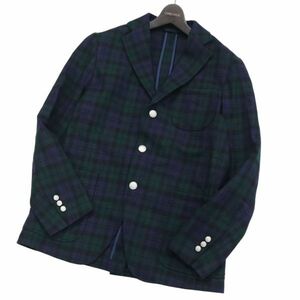 e'lento RING JACKET リングヂャケット 秋冬 ブラックウォッチ チェック柄★ ツイード ブレザー ジャケット Sz.48　メンズ　I3T01718_A#N