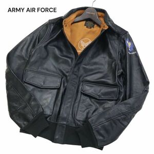 HOUSTON ヒューストン TYPE A-2 【ARMY AIR FORCE】 レザー フライト ジャケット Sz.38　メンズ 黒　I3T01733_A#N