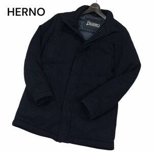 イタリア製★ HERNO ヘルノ 高級 ロロピアーナ STORM SYSTEM生地★ カシミヤ100% ダウン コート Sz.46　メンズ ネイビー　I3T01731_A#N