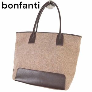 美品 イタリア製★ bonfanti ボンファンティ レザー × ウール トートバッグ 鞄 Sz.F　メンズ　I3G00055_A#T