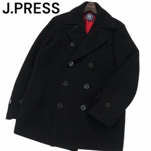 J.PRESS ジェイプレス 秋冬 裏赤★ メルトン ウール Pコート Sz.LL　メンズ ネイビー 大きいサイズ　I3T01739_A#N