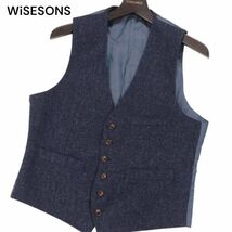 WiSESONS ワイズサンズ 英国 MOON生地★ 秋冬 ウール ツイード ベスト ジレ Sz.M　メンズ　I3T01893_B#N_画像1