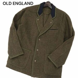 OLD ENGLAND オールドイングランド 秋冬 パイピング★ 圧縮 ウール ジャケット ブレザー Sz.48　メンズ カーキ　I3T01853_B#N