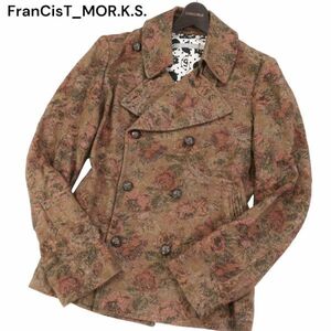 FranCisT_MOR.K.S. Francis to Moke s autumn winter hibiscus Skull Swaro * floral print pea coat jacket Sz.3 men's I3T01850_B#N