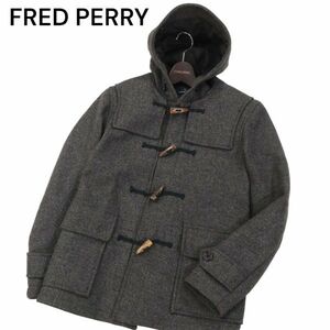 FRED PERRY フレッドペリー 秋冬 メルトン ウール★ ダッフルコート Sz.S　メンズ グレー　I3T01868_B#N